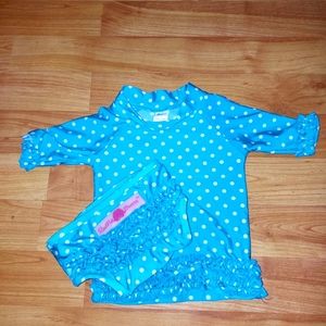 Ruffle butts swimsuit turquoise poker dot 3-6